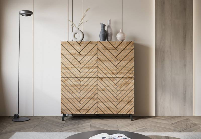 INOSIGN Highboard HIGHBOARD PHUKET (1 St), moderne Kommode mit 4 Türen und 8 Fächern, Breite 120 cm von INOSIGN