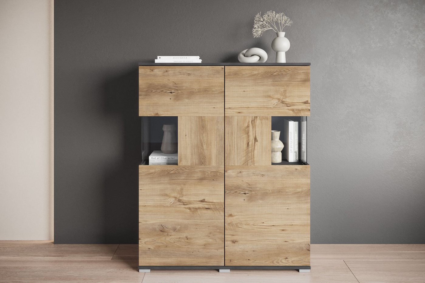 INOSIGN Highboard Kenia (1 St), Modernes Highboard mit Glastüren, Breite 100 cm von INOSIGN