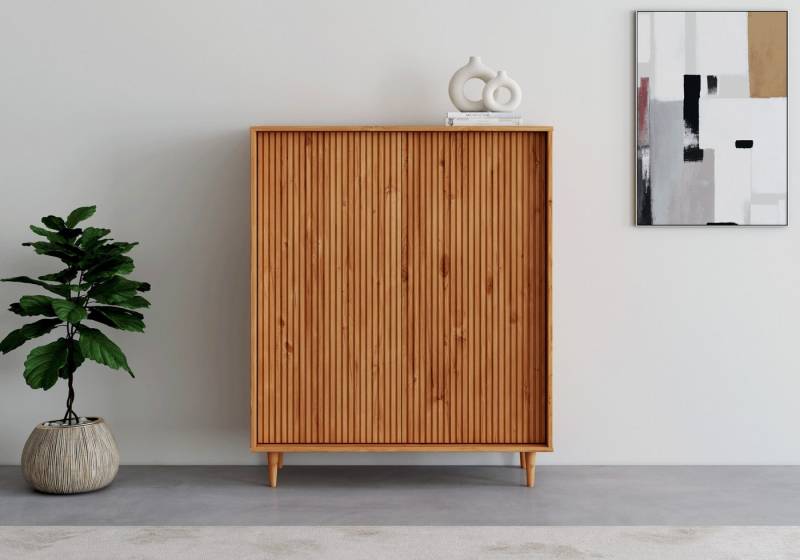 INOSIGN Highboard Malmedy Front mit gefrästen Rillen, Kommode Midischrank aus massivem Kiefernholz, Push-to-open, B 100 cm INOSIGN Highboard Malmedy Front mit gefrästen Rillen, Kommode Midischrank aus massivem Kiefernholz, Push-to-open, B 100 cm von INOSIGN
