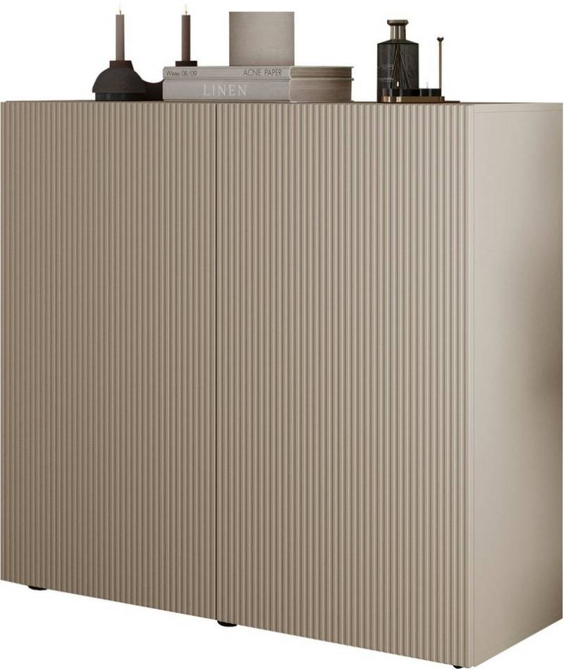 INOSIGN Highboard Rio Höhe 111 cm u. Breite 120 cm, Kommode mit 2 Türen, geriffelte Front, modern u. elegant, viel Stauraum von INOSIGN