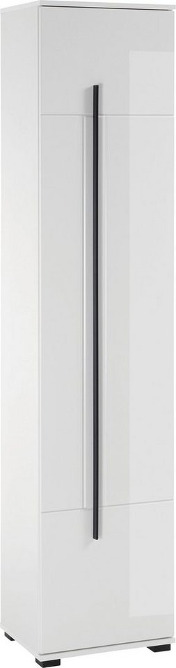 INOSIGN Hochschrank Cantara, Badschrank in Hochglanz Weiß, Hochschrank im modernen Design mit schwarzen Griffen, ausreichend Stauraum von INOSIGN