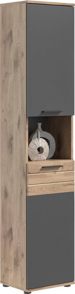 INOSIGN Hochschrank Riga, Breite 37 cm, 2 Türen (Türanschlag wechselbar), 1 offenes Fach Standschrank, Badmöbel, Badschrank, Schrank, Bad, Badezimmer von INOSIGN