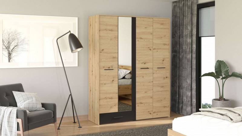 INOSIGN Kleiderschrank Varadero, MIT umfangreicher Innenausstattung, FSC-zertifiziert Drehtürenschrank mit Spiegel und 1 Schublade, 119 oder 157,5cm breit von INOSIGN