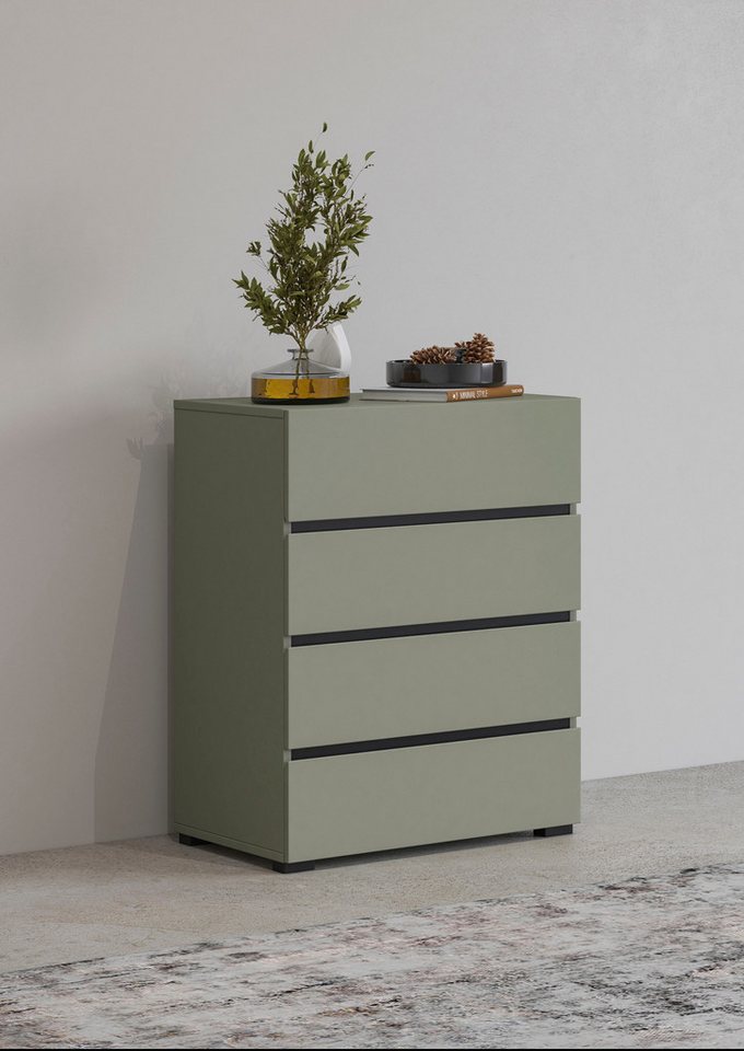 INOSIGN Kommode Cross,Breite 60 cm, moderne grifflose Sideboard,4 Schubkästen, Schubladenschrank mit viel Stauraum, Flur Highboard von INOSIGN