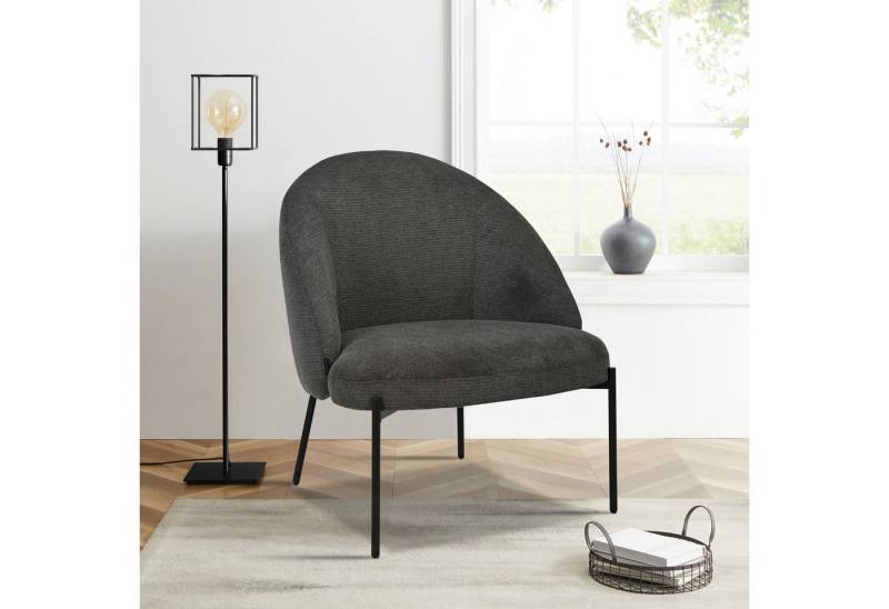 INOSIGN Loungesessel MOVILLE Designstuhl mit filigranen Metallbeinen, Cocktailsessel, farblich abgestimmte Metall-Beine, Webstoff von INOSIGN