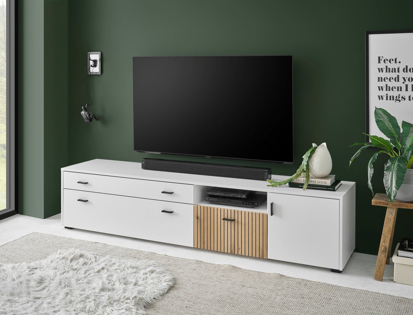 INOSIGN Lowboard Hudson, in moderner Trendfarbe, Griffe aus Metall (Schwarz), Breite 200 cm von INOSIGN