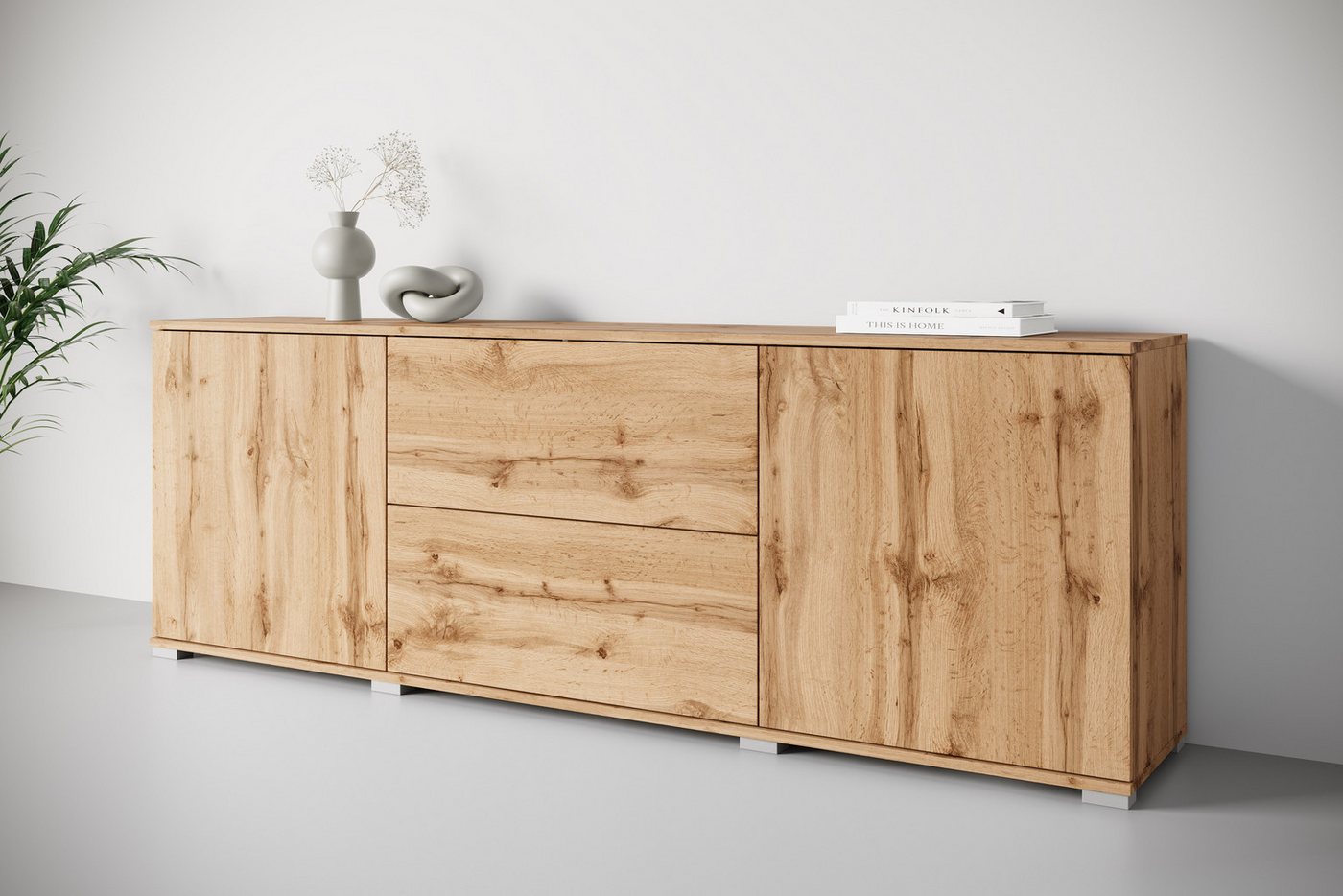 INOSIGN Lowboard Kenia (1 St), 2 Türen, 2 Schubladen, Breite 180 cm, höhenverstellbare Einlegeböden von INOSIGN