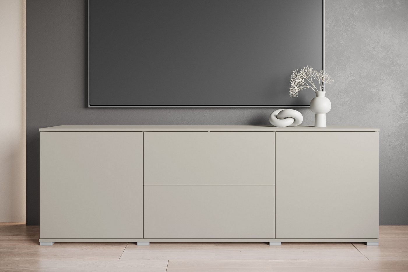 INOSIGN Lowboard Kenia (1 St), 2 Türen, 2 Schubladen, Breite 180 cm, höhenverstellbare Einlegeböden von INOSIGN