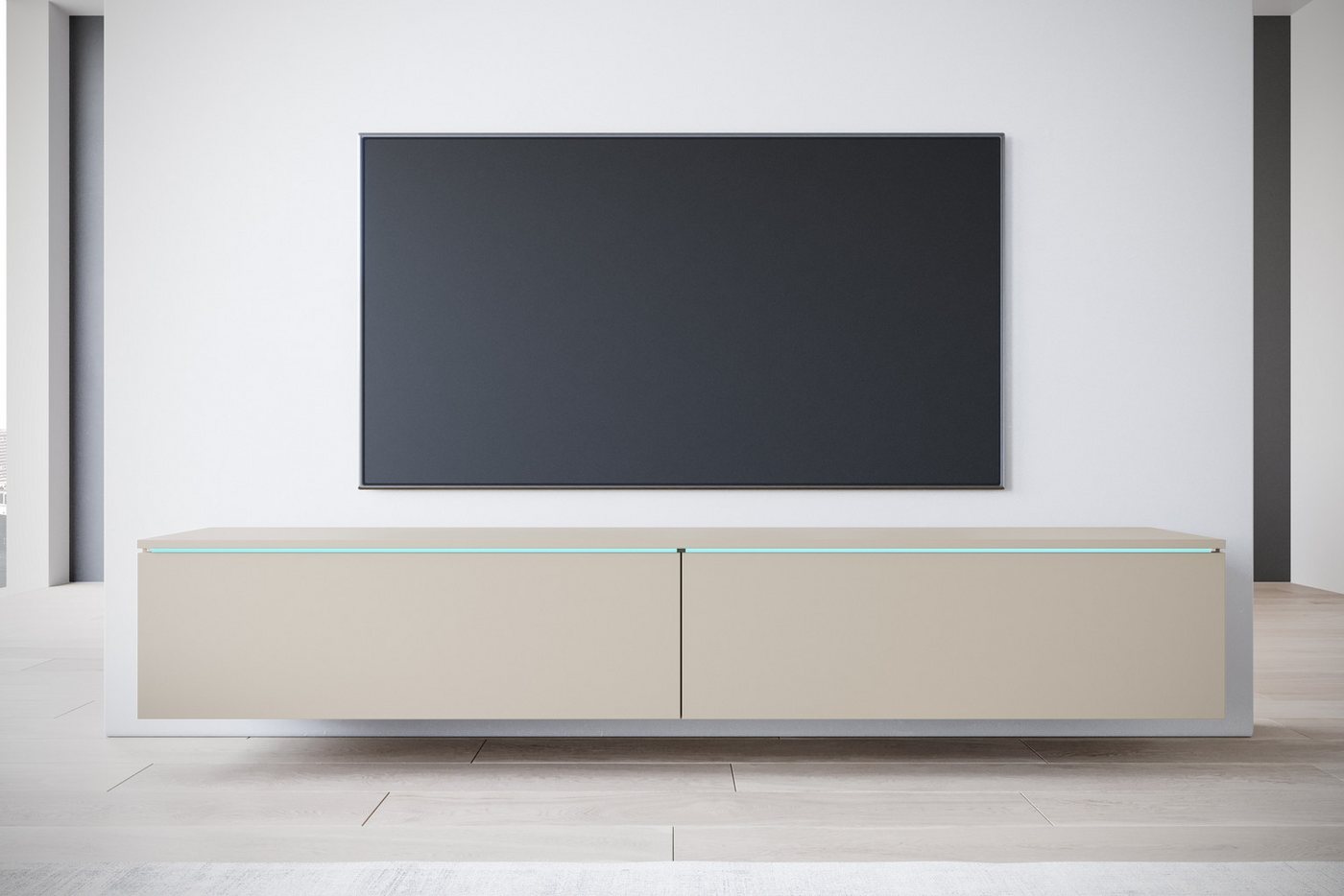 INOSIGN Lowboard LOWBOARD VERA, wahlweise mit oder ohne Beleuchtung, Modernes griffloses TV-Board, 180 cm TV-Schrank, stehend und hängend von INOSIGN