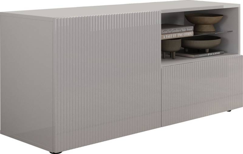 INOSIGN Lowboard Rio Breite 120 cm, TV-Board 1 Tür u. 1 Schubkasten, TV-Schrank, geriffelte Front, modern u. elegant, für kleine Räume von INOSIGN