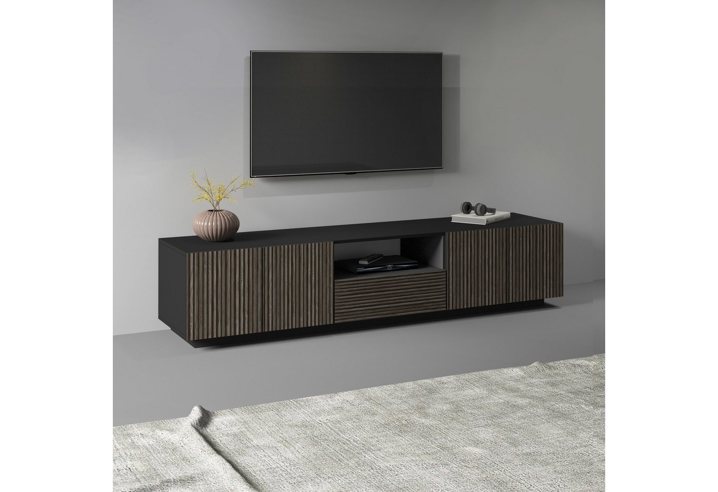 INOSIGN Lowboard Vega,Lowboard,TV Board,TV Schrank,220 cm, mit 4 Türen und 1 Schublade,Fronten mit Rillen-Optik INOSIGN Lowboard Vega,Lowboard,TV Board,TV Schrank,220 cm, mit 4 Türen und 1 Schublade,Fronten mit Rillen-Optik von INOSIGN