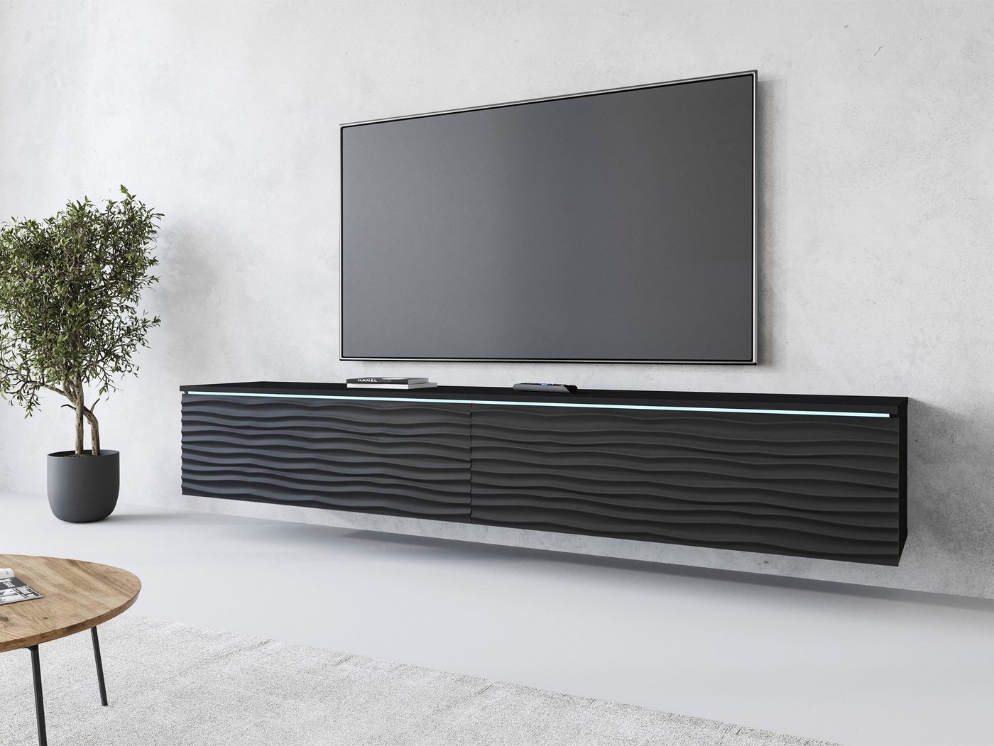 INOSIGN Lowboard Vera, wahlweise mit oder ohne Beleuchtung, gefräste MDF Front mit 3D Effekt, stehend und hängend montierbar INOSIGN Lowboard Vera, wahlweise mit oder ohne Beleuchtung, gefräste MDF Front mit 3D Effekt, stehend und hängend montierbar von INOSIGN