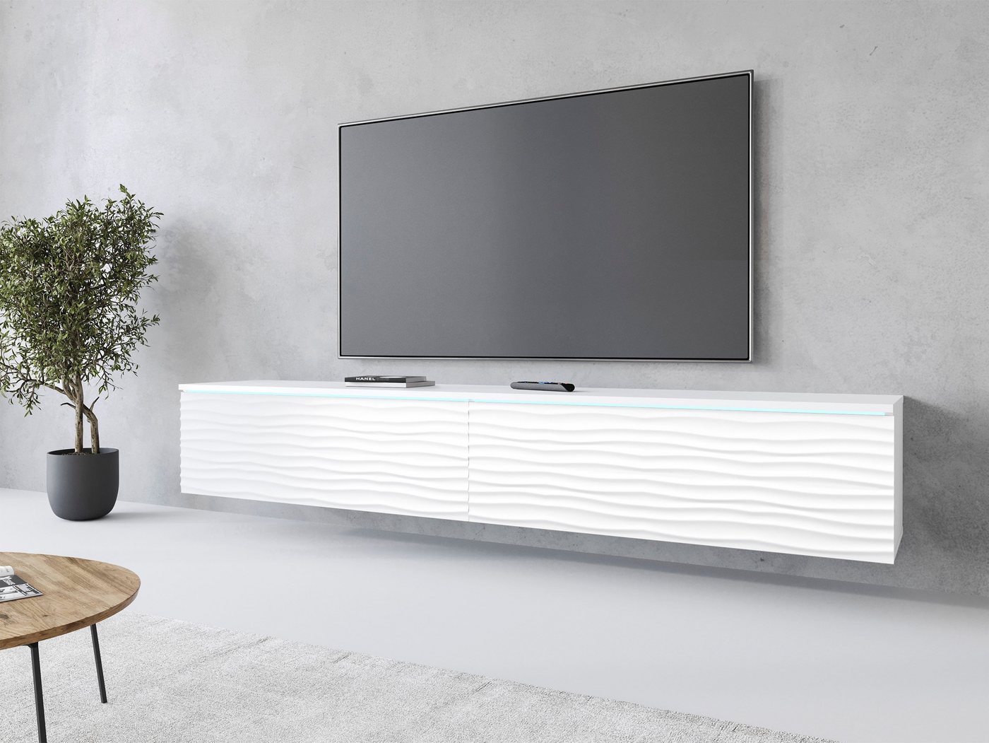 INOSIGN Lowboard Vera, wahlweise mit oder ohne Beleuchtung, gefräste MDF Front mit 3D Effekt, stehend und hängend montierbar INOSIGN Lowboard Vera, wahlweise mit oder ohne Beleuchtung, gefräste MDF Front mit 3D Effekt, stehend und hängend montierbar von INOSIGN