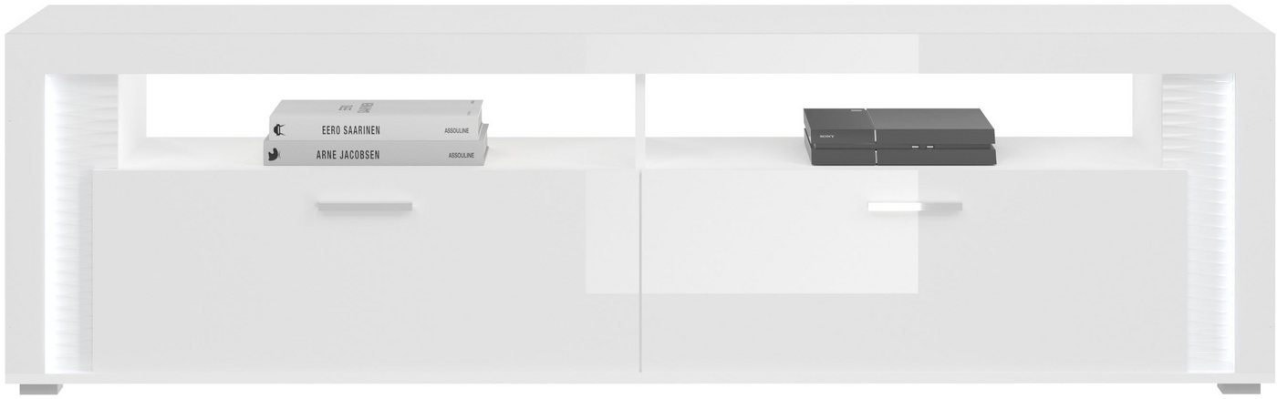 INOSIGN Lowboard Viborg, Breite 201 cm, inkl. vertikaler Frontbeleuchtung, 2 Klappen, je 2 offene & geschlossene Fächer, TV-Möbel, TV-Schrank, TV-Lowboard von INOSIGN