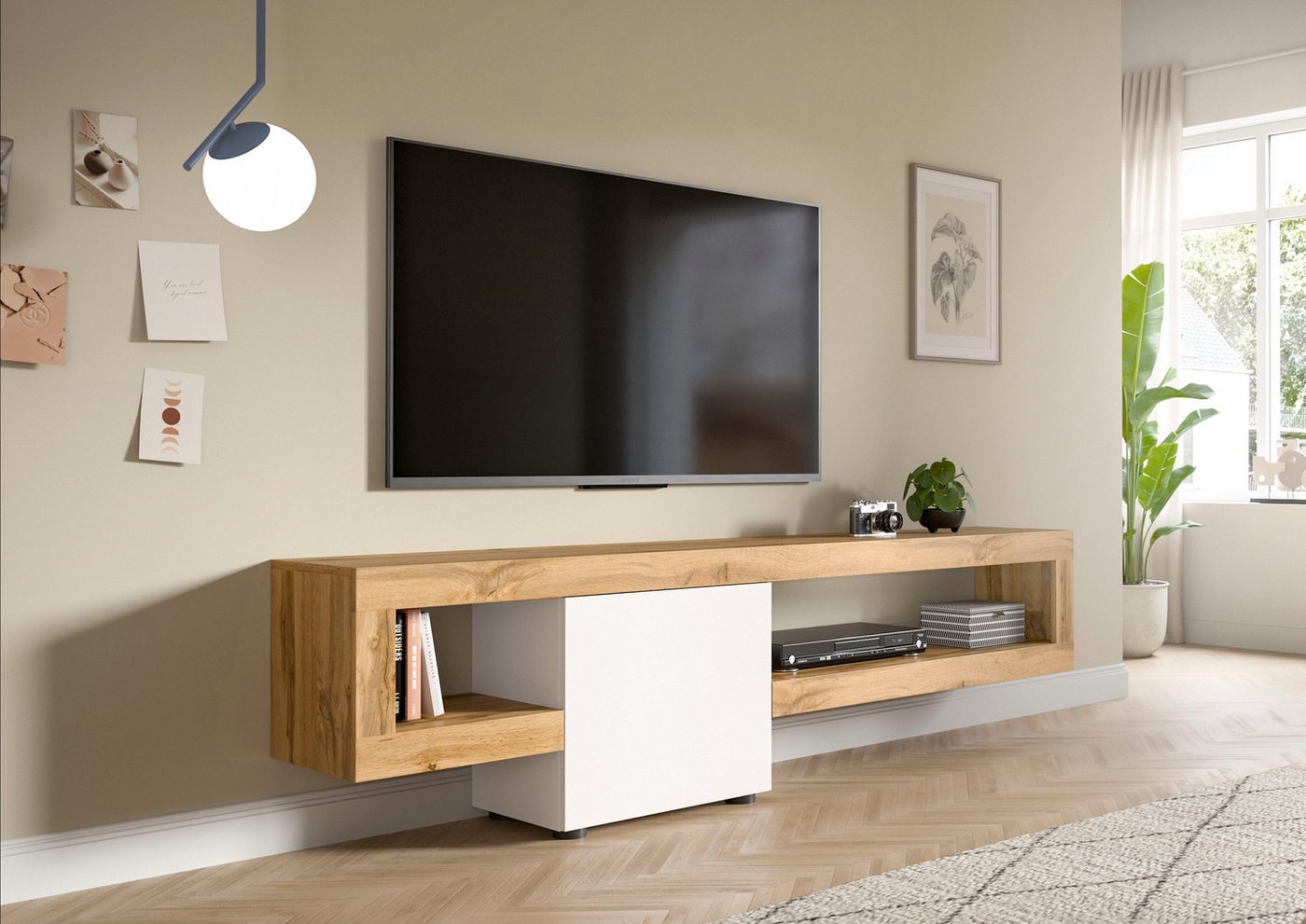 INOSIGN Lowboard Zolder, Breite 190 cm, push-to-open, 1 Tür, 2 offene Fächer, TV-Board, TV-Möbel, Media-Möbel, Fernsehschrank von INOSIGN