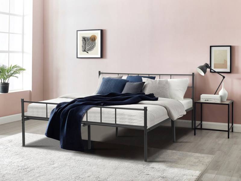 INOSIGN Metallbett Amrum Bett Bettgestell Bettrahmen Einzelbett Doppelbett Stahlbett (2m Länge und in 4 Breiten wählbar - 90, 140, 160, 180 cm), Schlafzimmerbett inkl. 26 Lattenroste zum Schutz der Matratze von INOSIGN