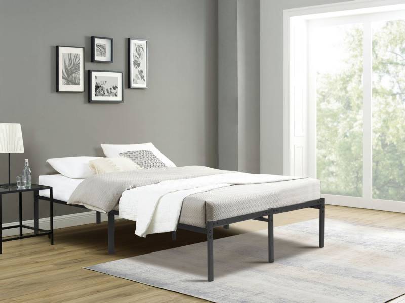INOSIGN Metallbett LIST Bett Bettgestell Bettrahmen Einzelbett Doppelbett (Stahlbett schwarz in TOP Qualität und 4 Breiten), Bett mit 26 Lattenroste zum Schutz der Matratze Bestseller von INOSIGN