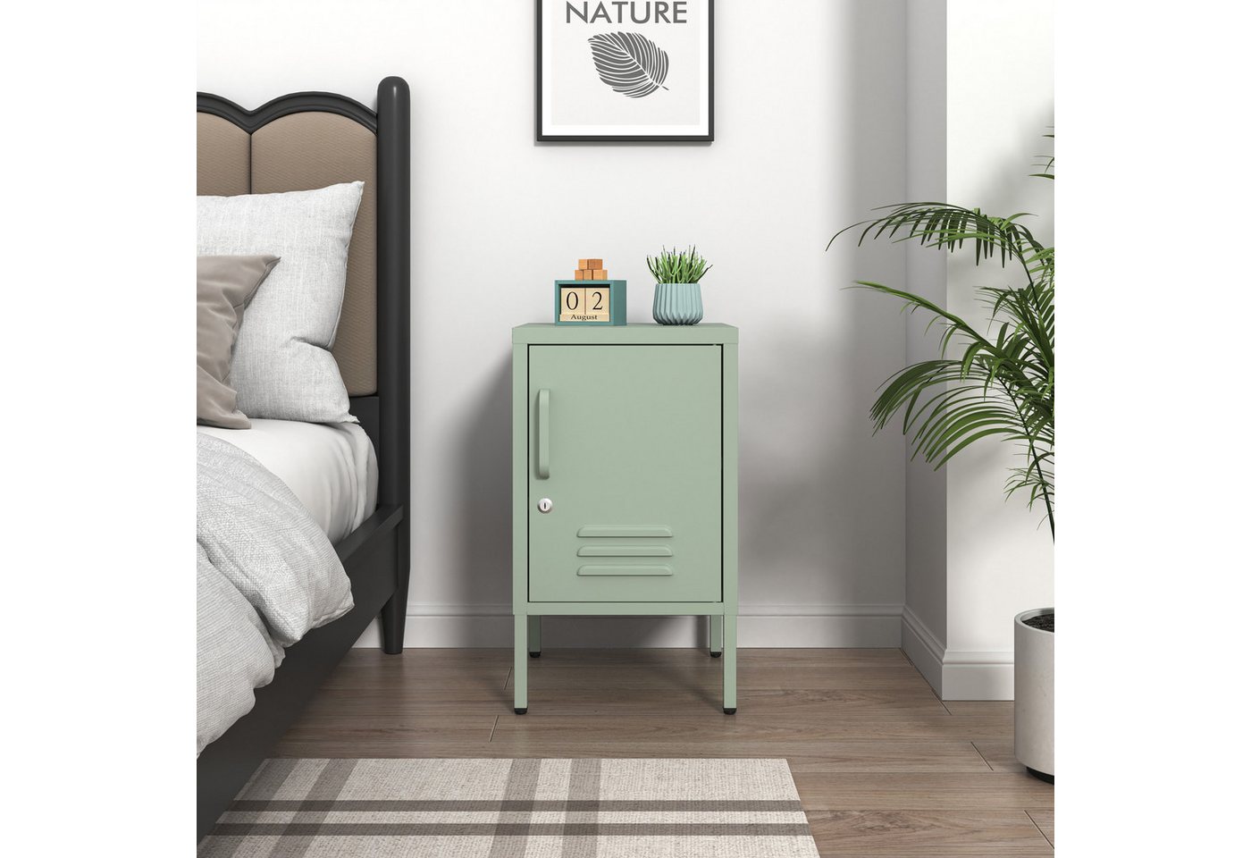 INOSIGN Nachtkommode Nachttisch Nachtkonsole Beistelltisch Metallschrank Siena (in 4 Farben aus Metall Stahlschrank Bestseller), Nachtschrank in der Höhe verstellbar, abschließbar von INOSIGN