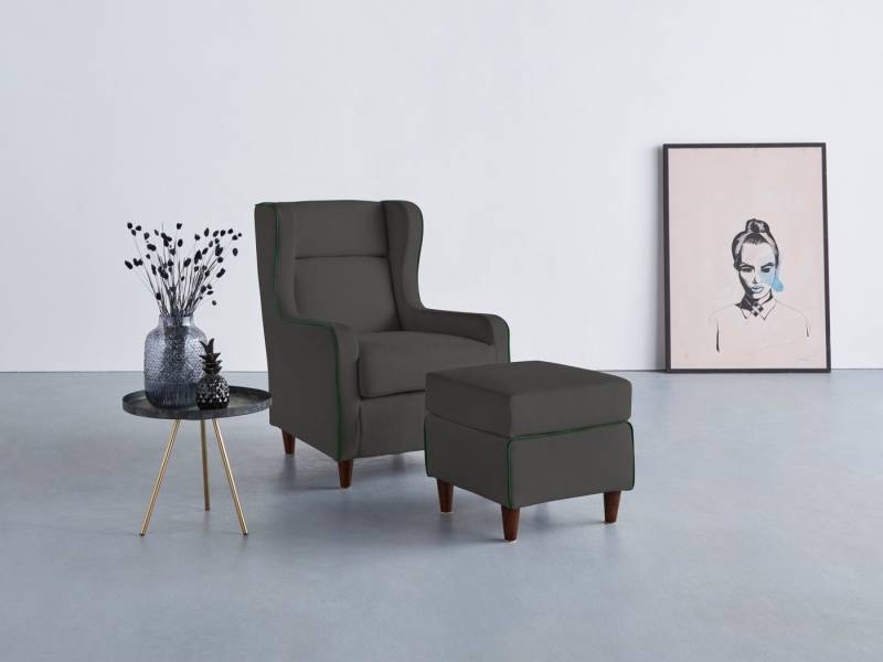 INOSIGN Ohrensessel Rhada, mit farblich abgesetztem Keder, B/T/H: 73/85/99 cm von INOSIGN