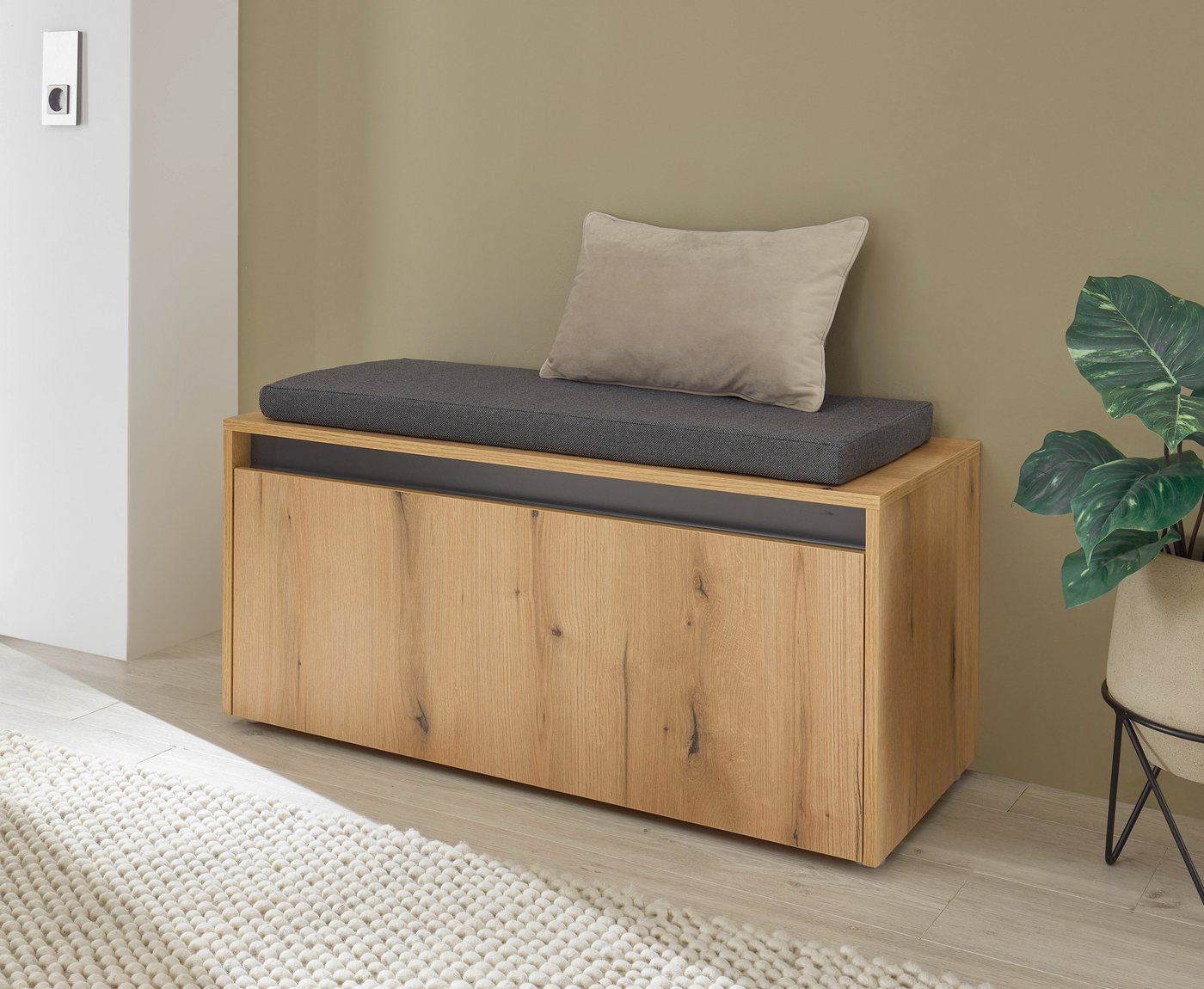 INOSIGN Polsterbank GiRON/CiTY, Garderobenbank mit Klappe, Sitzbank in vier Farben (2-St), viel Stauraum, Platz für ca. 8 Paar Schuhe, 100 cm breit von INOSIGN