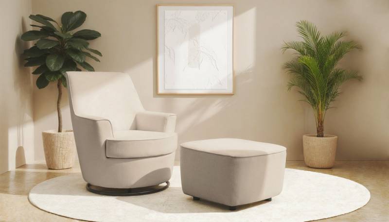 INOSIGN Drehsessel HETTY, Drehsessel mit Wippfunktion und Hocker, Lesesessel, Armsessel (Set, 2-St), mit Dreh/Wippfunktion, mit Federkern, in Cord und Microfaser von INOSIGN