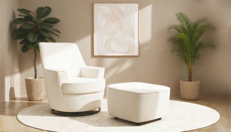 INOSIGN Drehsessel HETTY, Drehsessel mit Wippfunktion und Hocker, Lesesessel, Armsessel (Set, 2-St), mit Dreh/Wippfunktion, mit Federkern, in Cord und Microfaser von INOSIGN