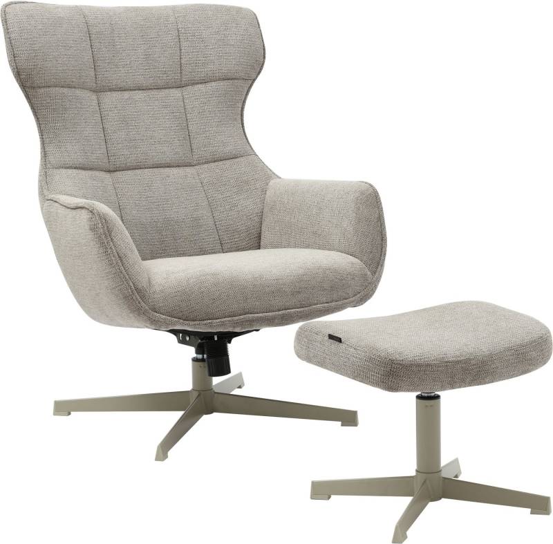 INOSIGN Drehsessel DEGAN Ohrensessel mit Hocker im Set, Relaxsessel mit 360-Grad-Drehfunktion u. Hocker, Webstoff von INOSIGN