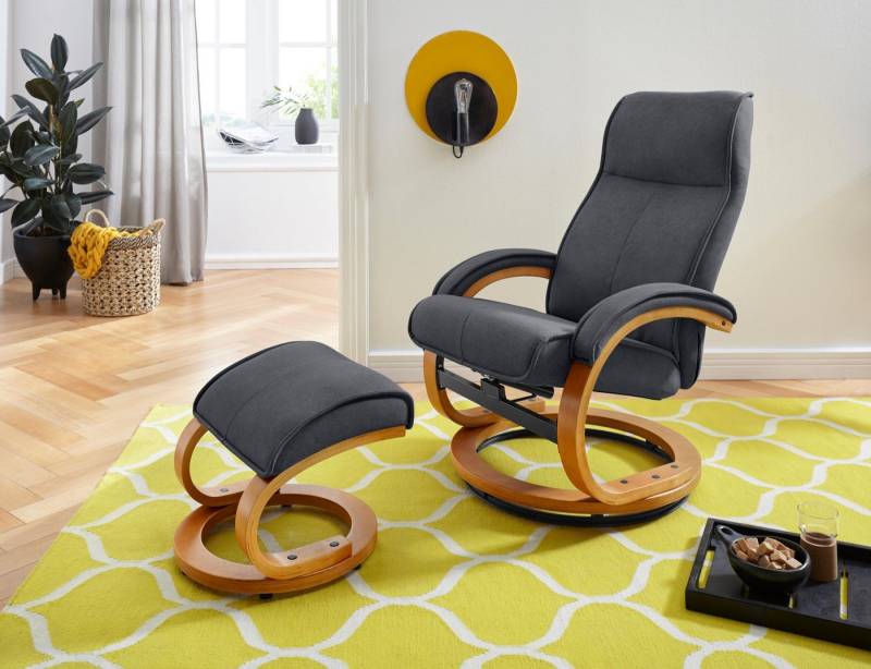 INOSIGN Relaxsessel Lille, TV-Sessel, Sessel mit Hocker, Wohnzimmer, Schlaffunktion, Luxus-Microfaser Bezug und Holzgestell, Sitzhöhe 46 cm von INOSIGN