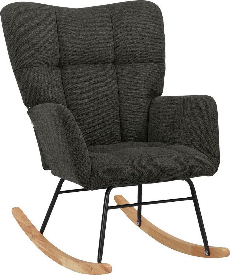 INOSIGN Schaukelsessel Anika, Ohrensessel Wohnzimmer mit Funktion, (1-St), Sitz und Rücken gepolstert, Beine aus Metall und Holz, Sitzhöhe 48 cm von INOSIGN