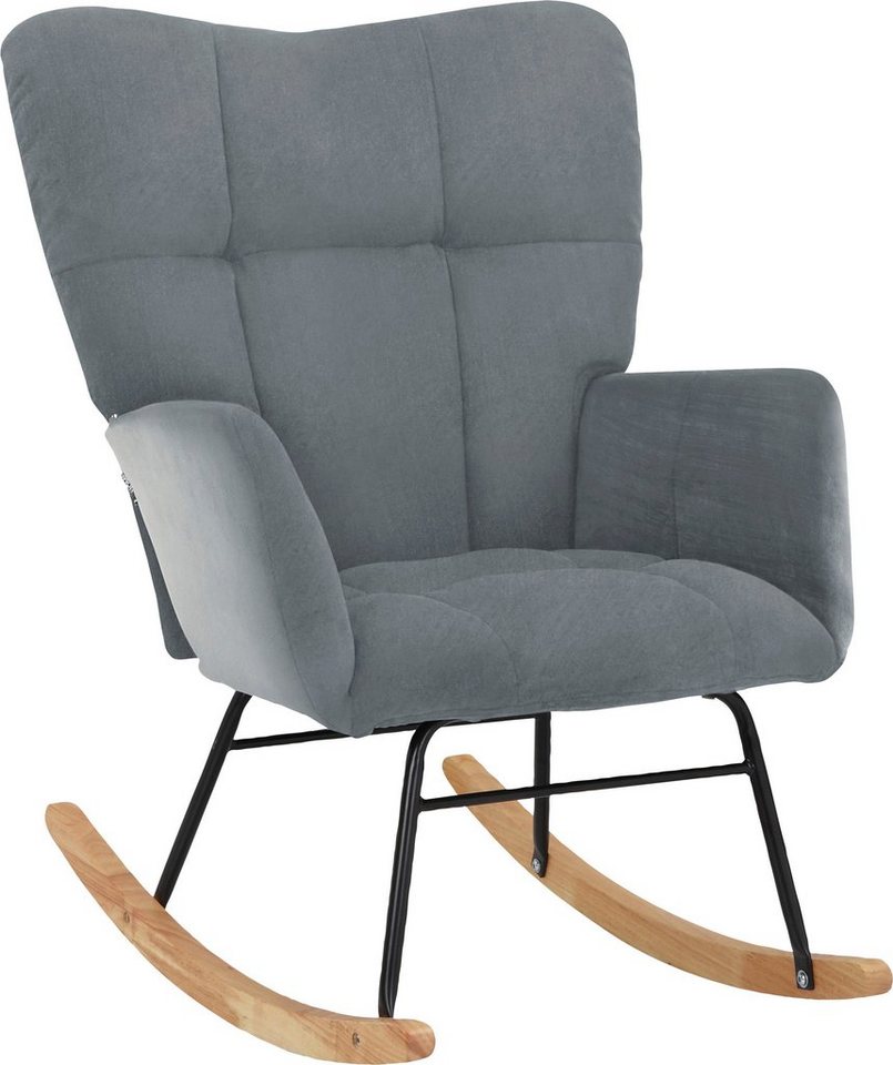 INOSIGN Schaukelsessel Anika (1-St), Sitz und Rücken gepolstert, Beine aus Metall und Holz, Sitzhöhe 48 cm von INOSIGN