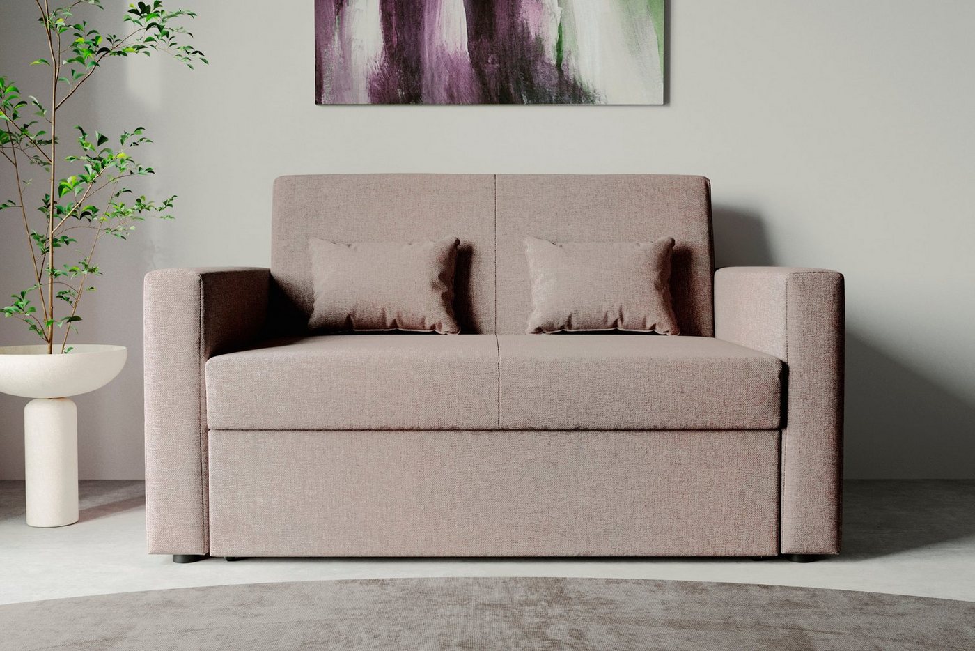 INOSIGN Schlafsofa Ravena Breite 146 cm, mit Bettfunktion, kompaktes 2-Sitzer Sofa, Breitcord, Webstoff von INOSIGN