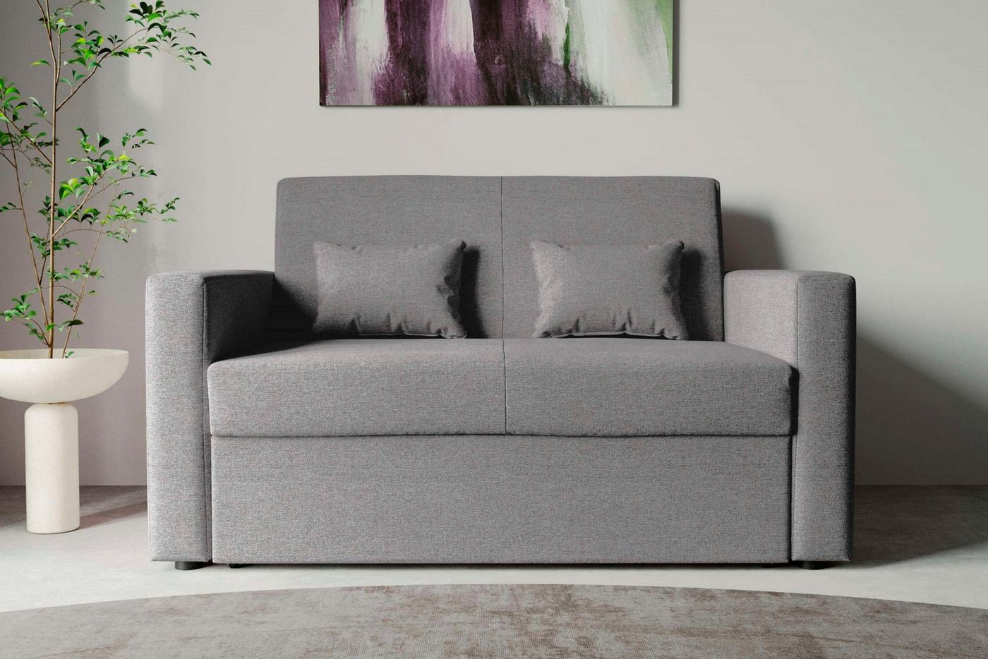 INOSIGN Schlafsofa Ravena Breite 146 cm, mit Bettfunktion, kompaktes 2-Sitzer Sofa, Breitcord, Webstoff von INOSIGN