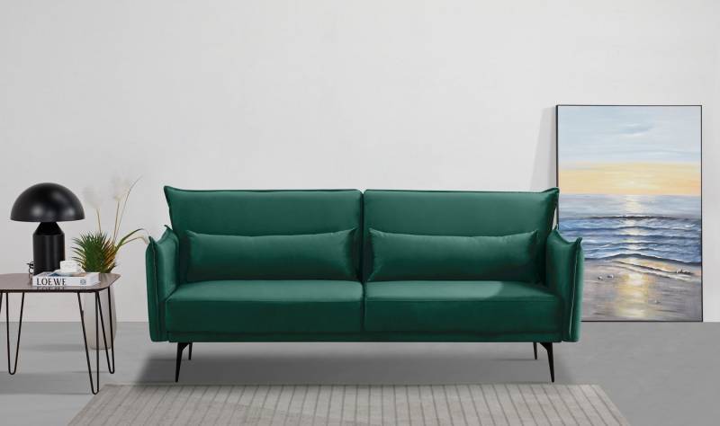 INOSIGN Schlafsofa TULARE, 204 cm, klappbarer 3-Sitzer mit verstellbarer Rückenlehne, Schlaffunktion, Velvet-Samtvelours u. Webstoff von INOSIGN