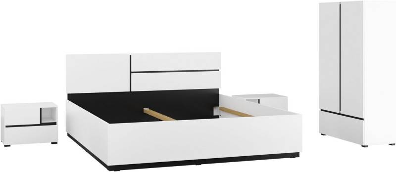 INOSIGN Schlafzimmer-Set Cross, moderne, grifflose Optik, FSC-zertifiziert, (4-tlg., Bett 180x200cm, 2 Nachtkommoden, Schrank 2-oder 4-türig), Komplettschlafzimmer-Set von INOSIGN