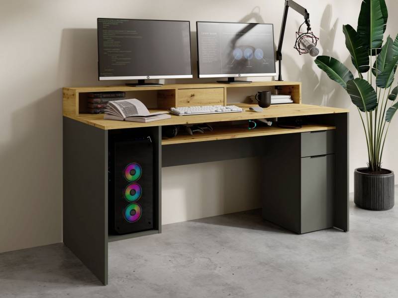 INOSIGN Schreibtisch Peoria, Gamingtisch mit Schublade und Monitoraufsatz, Breiten 160 x 70 cm von INOSIGN