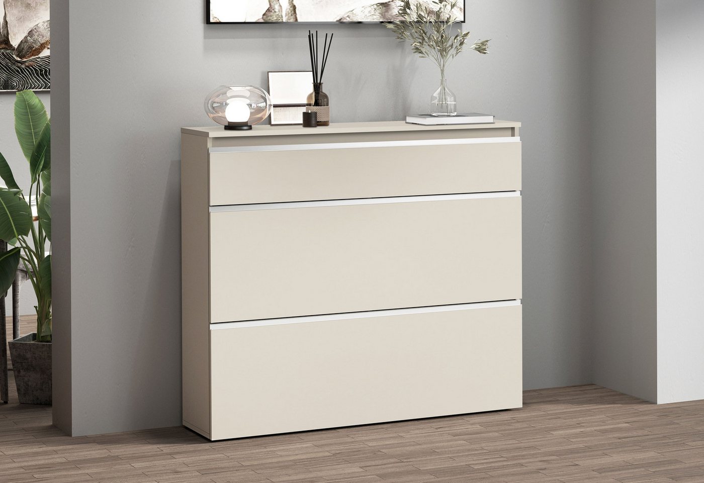 INOSIGN Schuhschrank Magic Schuhschrank, Schuhkommode, Schuhregal, softgriff 3 Klappen,Doppelschuhtrommeln,hochglanz lackiert oder matt,Breite 120 INOSIGN Schuhschrank Magic Schuhschrank, Schuhkommode, Schuhregal, softgriff 3 Klappen,Doppelschuhtrommeln,hochglanz lackiert oder matt,Breite 120 von INOSIGN