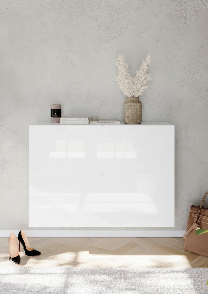 INOSIGN Schuhschrank SMILE Breite 104 cm, 2 Klappen, komplett Weiß Hochglanz lackiert, Schuhkipper hängend o. stehend montierbar, 4 Fächer, Metallgriffe INOSIGN Schuhschrank SMILE Breite 104 cm, 2 Klappen, komplett Weiß Hochglanz lackiert, Schuhkipper hängend o. stehend montierbar, 4 Fächer, Metallgriffe von INOSIGN