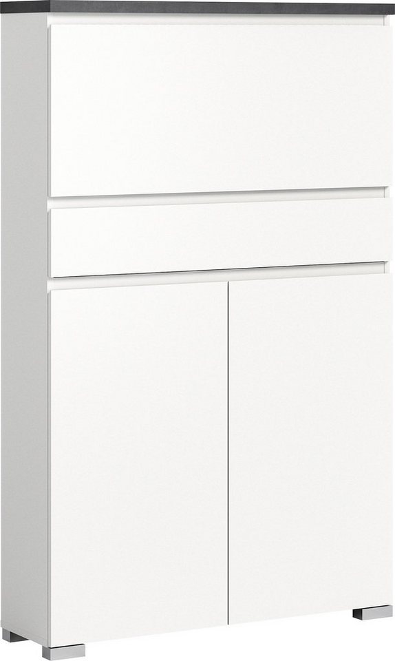 INOSIGN Schuhschrank Skoskap, Tiefe 27cm, 2 Türen, 1 Klappe mit Schuhwalze, 1 Schubkasten Platz für ca. 16 Schuhpaare, Schuhkipper, Schuhkommode, Schuhregal von INOSIGN