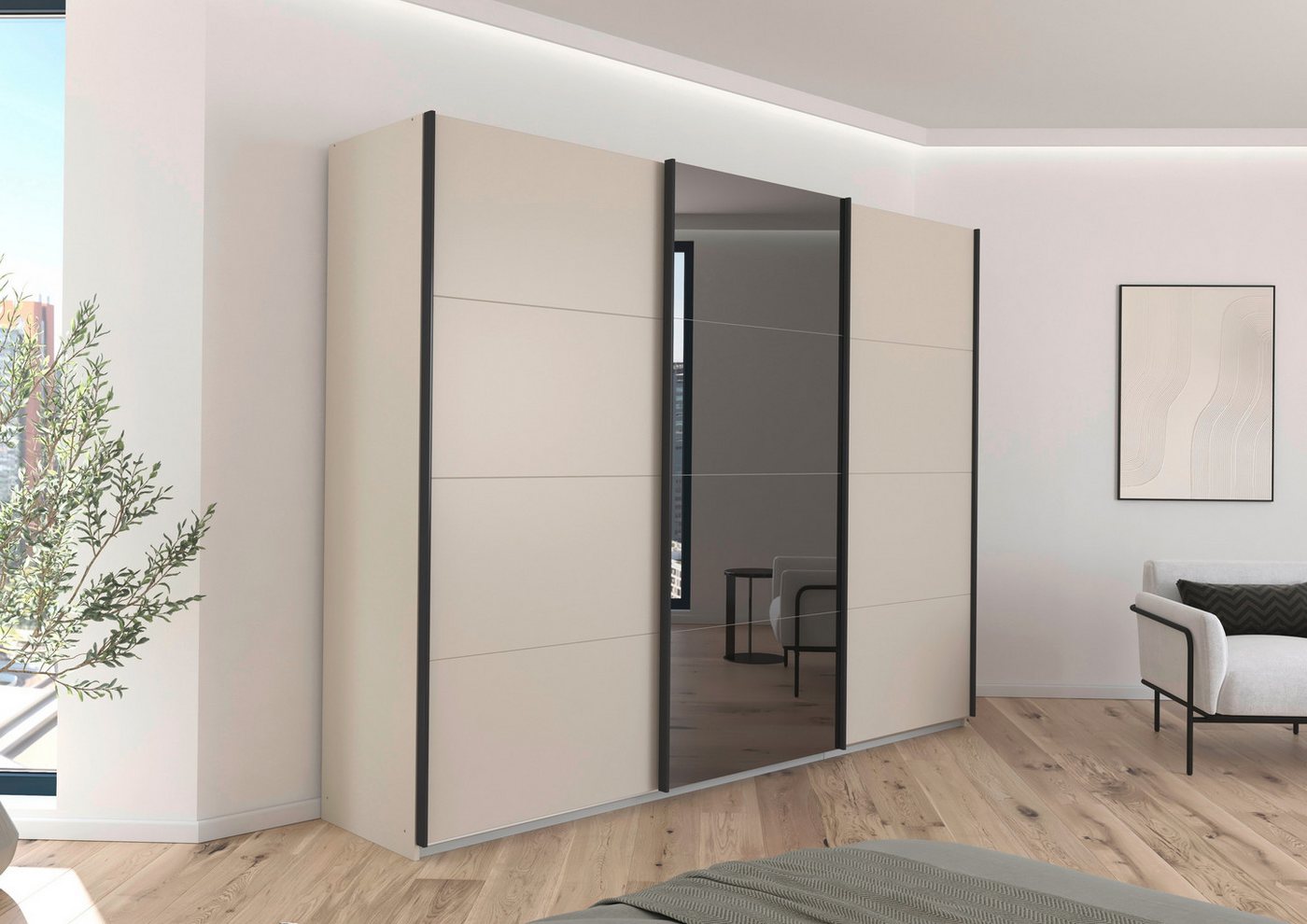 INOSIGN Schwebetürenschrank Ferris Schrank Garderobe Breite 2,71m BESTSELLER Schlafzimmerschrank Kleiderschrank mit Spiegel in 3 Ausführungen BASIC/CLASSIC/PREMIUM von INOSIGN