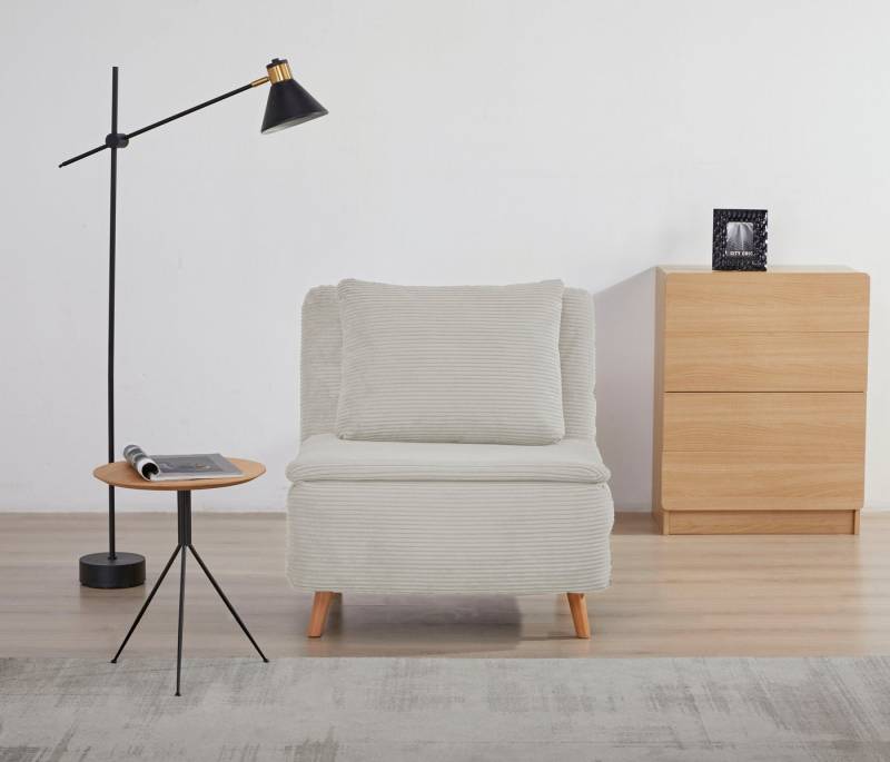 INOSIGN Sessel AINSLEY, wandelbar zum Gästebett, Schlafsofa, Webstoff u. Cord-Bezug von INOSIGN