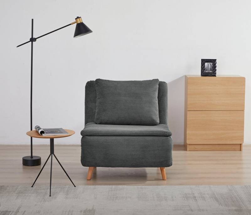 INOSIGN Sessel AINSLEY, wandelbar zum Gästebett, Schlafsofa, Webstoff u. Cord-Bezug von INOSIGN