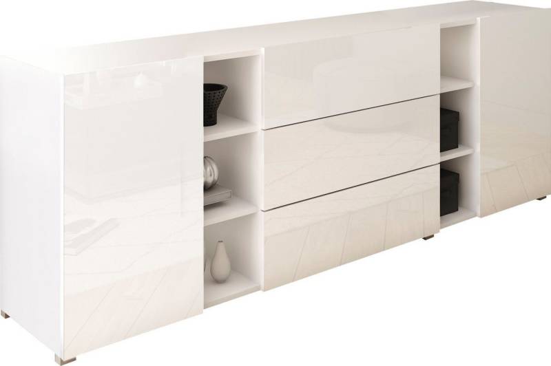 INOSIGN Sideboard BERLIN, Moderne grifflose Kommode Breite 190 cm, offene Fächern/ Schubladen von INOSIGN