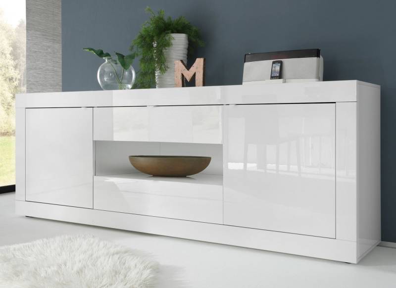 INOSIGN Sideboard Basic Breite 240 cm, Kommode 2 Türen, 2 Schubkästen, Anrichte, Weiss HochglanzLack, Metallgriff, moderne Rahmenoptik, viel Stauraum INOSIGN Sideboard Basic Breite 240 cm, Kommode 2 Türen, 2 Schubkästen, Anrichte, Weiss HochglanzLack, Metallgriff, moderne Rahmenoptik, viel Stauraum von INOSIGN
