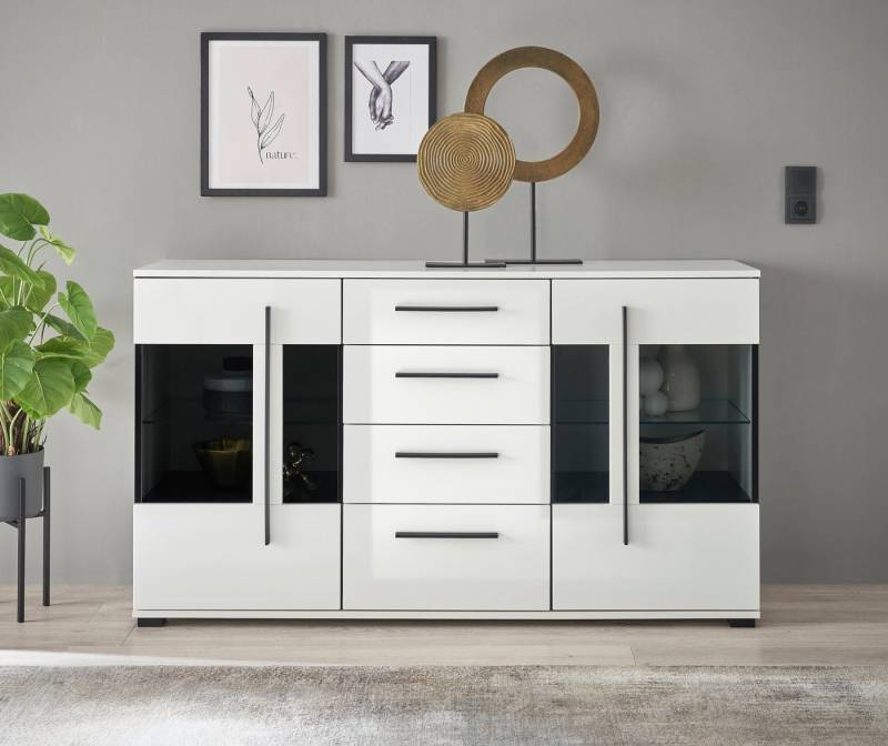 INOSIGN Sideboard Cantara, moderner Schrank, Kommode in Eiche Evoke oder weiß, schwarze Stangengriffe, ausreichend Stauraum, vielseitig einsetzbar von INOSIGN