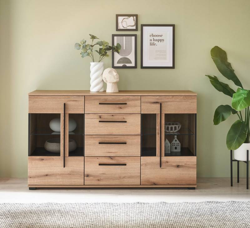 INOSIGN Sideboard Cantara, moderner Schrank, Kommode in Eiche Evoke oder weiß, schwarze Stangengriffe, ausreichend Stauraum, vielseitig einsetzbar von INOSIGN