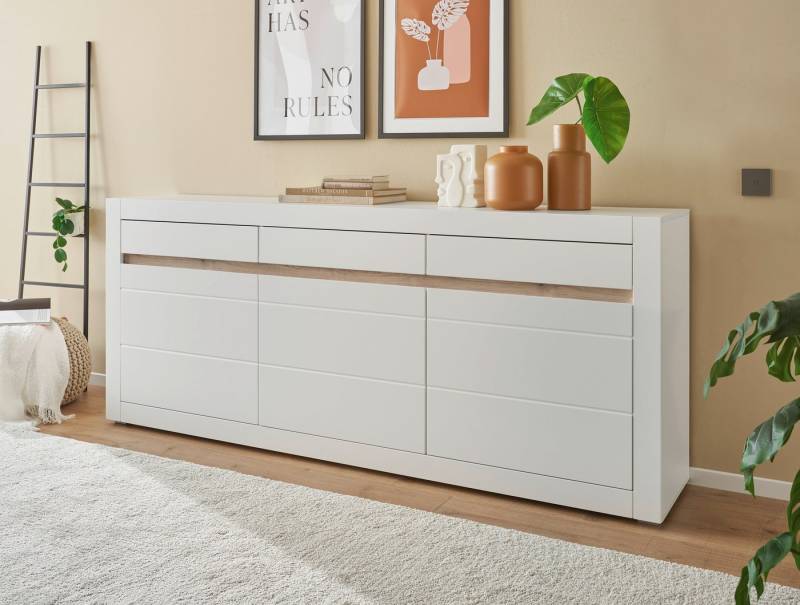 INOSIGN Sideboard Chester, moderne Anrichte, Kommode mit Stauraum, Schrank, Weiß Matt (1 St), austauschbare Blende in Griffleiste, zeitloses Design, 217 cm breit von INOSIGN