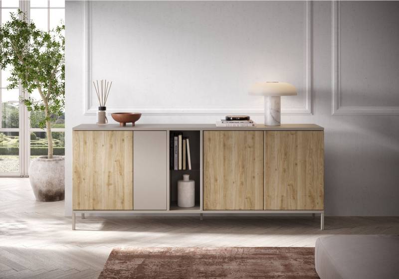 INOSIGN Sideboard Gent Breite 210 cm, Kommode mit 4 Türen u. 2 offenen Fächern, Anrichte, Push-to-open Funktion von INOSIGN