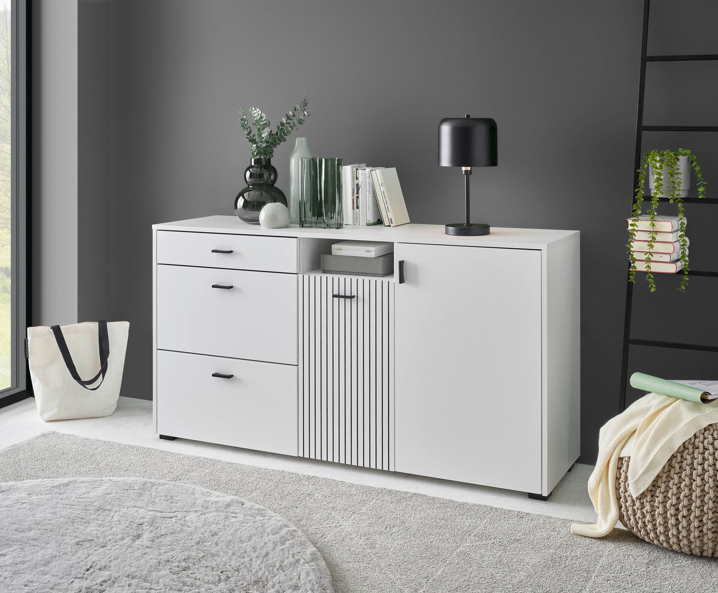 INOSIGN Sideboard Hudson, in moderner Trendfarbe, Griffe aus Metall (Schwarz), Breite 150 cm von INOSIGN