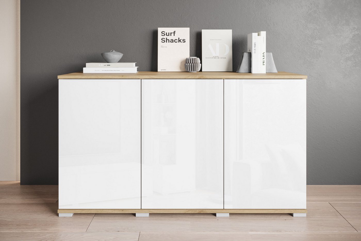 INOSIGN Sideboard Kenia, moderne grifflose Kommode mit 3 Türen, Breite 120 cm (1 St), Push-to-Open-Fronten, höhenverstellbaren Einlegeböden von INOSIGN