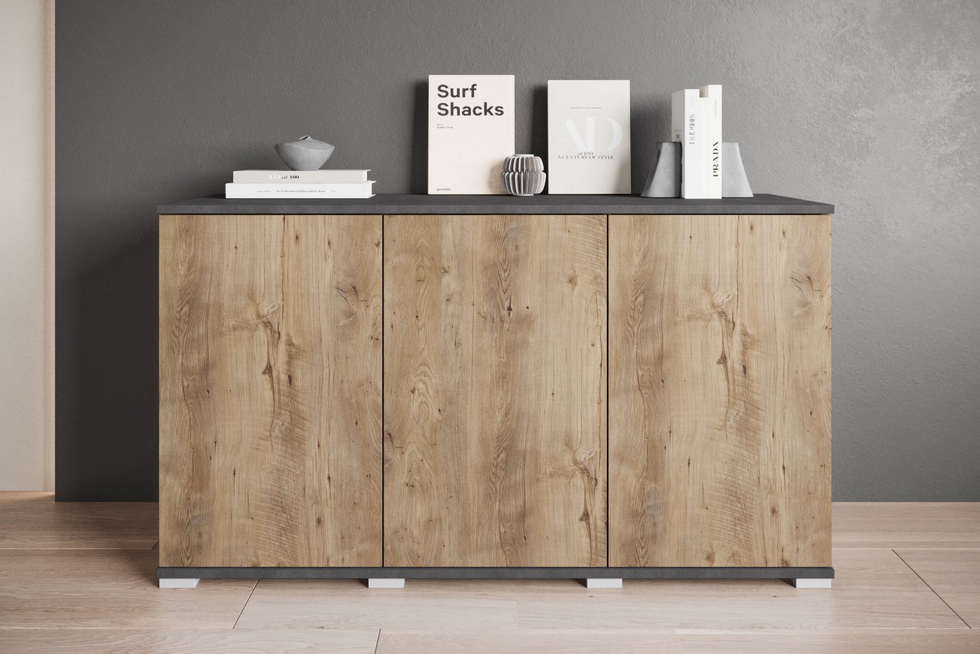 INOSIGN Sideboard Kenia, moderne grifflose Kommode mit 3 Türen, Breite 120 cm (1 St), Push-to-Open-Fronten, höhenverstellbaren Einlegeböden von INOSIGN